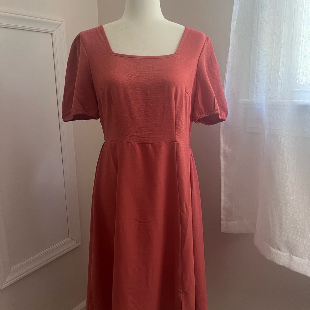 Lucky Brand Peach/Light Coral Midi Dress